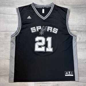 ADIDAS NBA SAN ANTONIO SPURS MEN 2XL TIM DUNCAN #21 BASKETBALL JERSEY - BLACK
